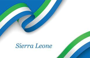 Ribbon with fllag of Sierra Leone on white background vector