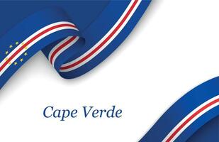 Ribbon with fllag of Cape Verde on white background vector
