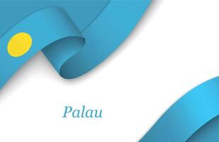 Ribbon with fllag of Palau on white background vector