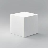 Simple White Cube on Gradient Gray Background vector