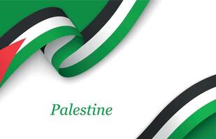Ribbon with fllag of Palestine on white background vector