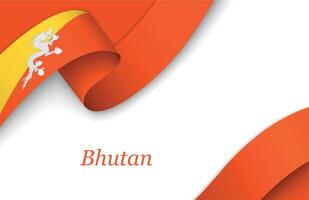 Ribbon with fllag of Bhutan on white background vector