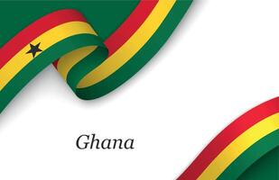 Ribbon with fllag of Ghana on white background vector