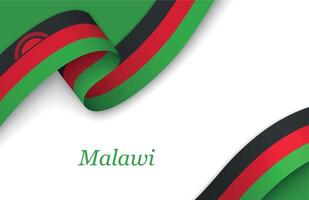 Ribbon with fllag of Malawi on white background vector