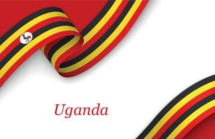 Ribbon with fllag of Uganda on white background vector