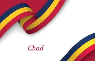 Ribbon with fllag of Chad on white background vector