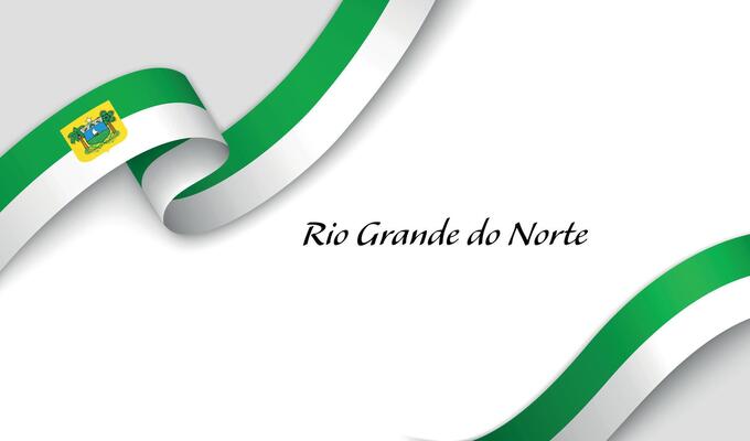Curved ribbon with fllag of Rio Grande do Norte is a state of Brazil on white background