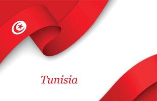 Ribbon with fllag of Tunisia on white background vector