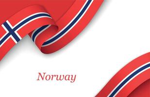 Ribbon with fllag of Norway on white background vector