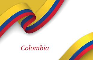 Ribbon with fllag of Colombia on white background vector
