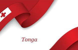 Ribbon with fllag of Tonga on white background vector