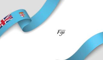 Curved ribbon with fllag of Fiji on white background vector