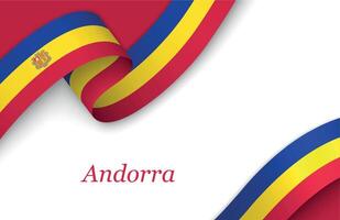 Ribbon with fllag of Andorra on white background vector