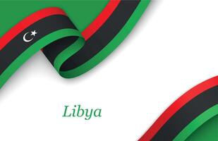 Ribbon with fllag of Libya on white background vector
