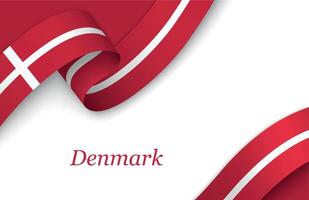 Ribbon with fllag of Denmark on white background vector