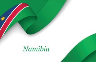 Ribbon with fllag of Namibia on white background vector
