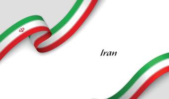 Curved ribbon with fllag of Iran on white background vector