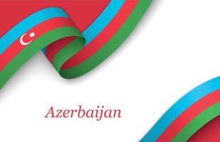 Ribbon with fllag of Azerbaijan on white background vector