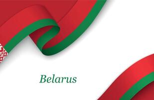 Ribbon with fllag of Belarus on white background vector