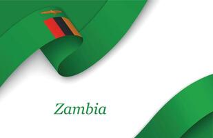 Ribbon with fllag of Zambia on white background vector