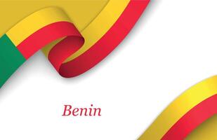 Ribbon with fllag of Benin on white background vector