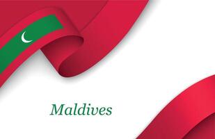 Ribbon with fllag of Maldives on white background vector