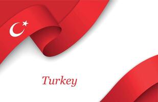 Ribbon with fllag of Turkey on white background vector