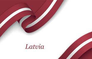 Ribbon with fllag of Latvia on white background vector