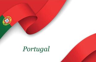 Ribbon with fllag of Portugal on white background vector