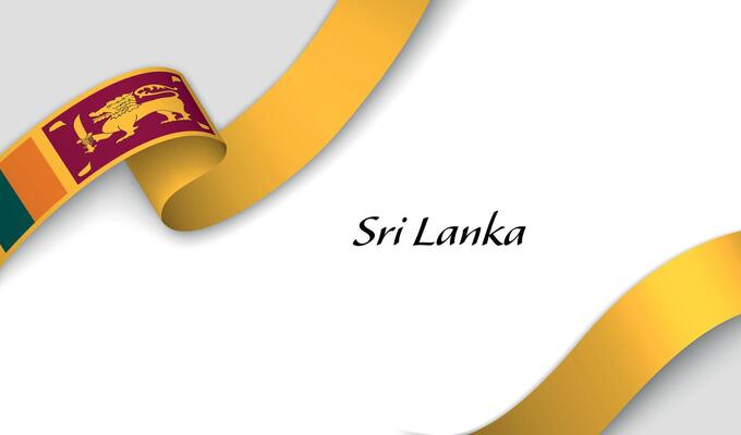 Curved ribbon with fllag of Sri Lanka on white background