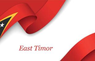 Ribbon with fllag of East Timor on white background vector
