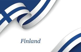 Ribbon with fllag of Finland on white background vector
