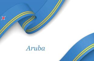Ribbon with fllag of Aruba on white background vector