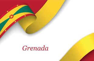 Ribbon with fllag of Grenada on white background vector