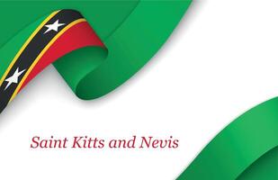 Ribbon with fllag of Saint Kitts and Nevis on white background vector