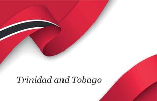 Ribbon with fllag of Trinidad and Tobago on white background vector
