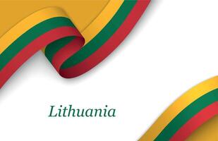 Ribbon with fllag of Lithuania on white background vector