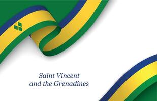 Ribbon with fllag of Saint Vincent and the Grenadines on white background vector