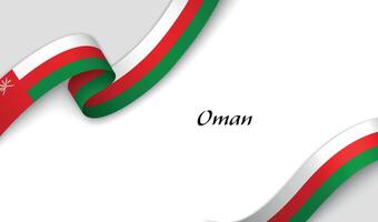 Curved ribbon with fllag of Oman on white background vector