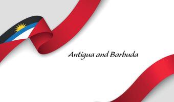 Curved ribbon with fllag of Antigua and Barbuda on white background vector