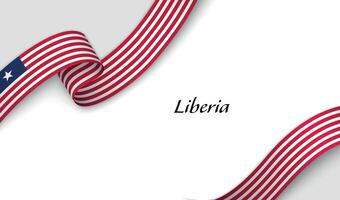 Curved ribbon with fllag of Liberia on white background vector