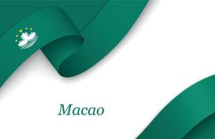 Ribbon with fllag of Macao on white background vector