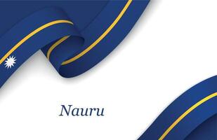 Ribbon with fllag of Nauru on white background vector