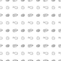 Seamless meat pattern. Doodle meat background. illustration with meat products icons vector