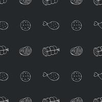 Seamless meat pattern. Doodle meat background. illustration with meat products icons vector