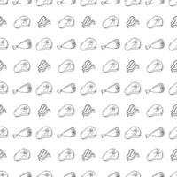 Seamless meat pattern. Doodle meat background. illustration with meat products icons vector
