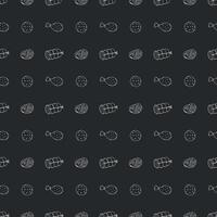 Seamless meat pattern. Doodle meat background. illustration with meat products icons vector