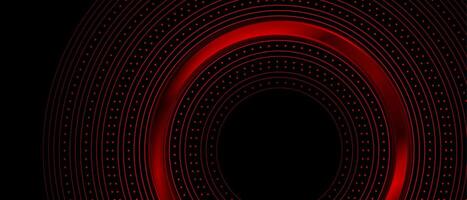 Bright red circular lines tech abstract futuristic background vector