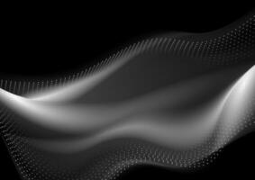 Grey smoky waves and futuristic dotted lines abstract background vector