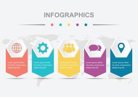 Steps infographic template design with haxagon badges vector